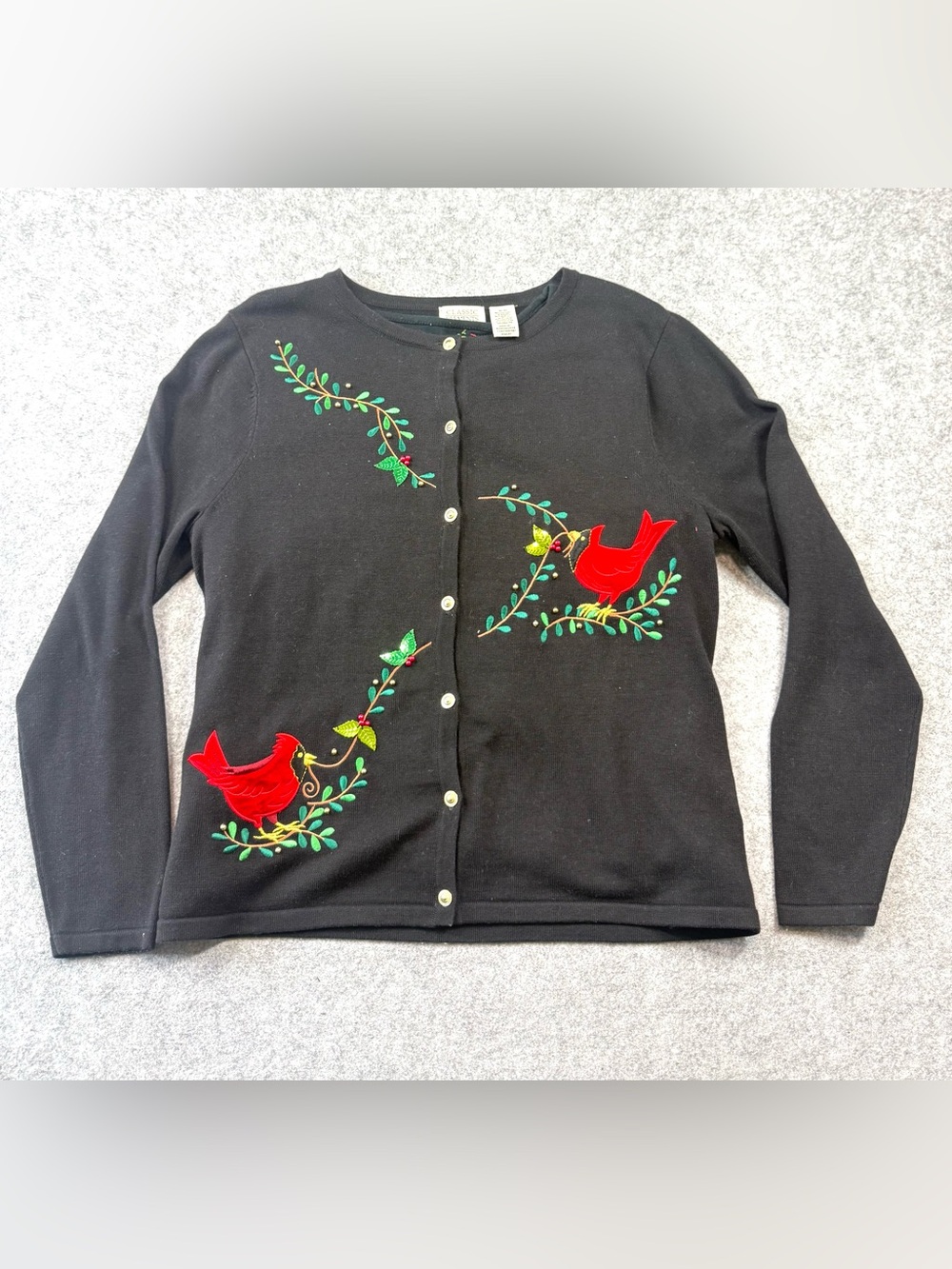 Classic Elements Vintage Holiday Cardinal Sweater Cardigan Set Christmas Beaded